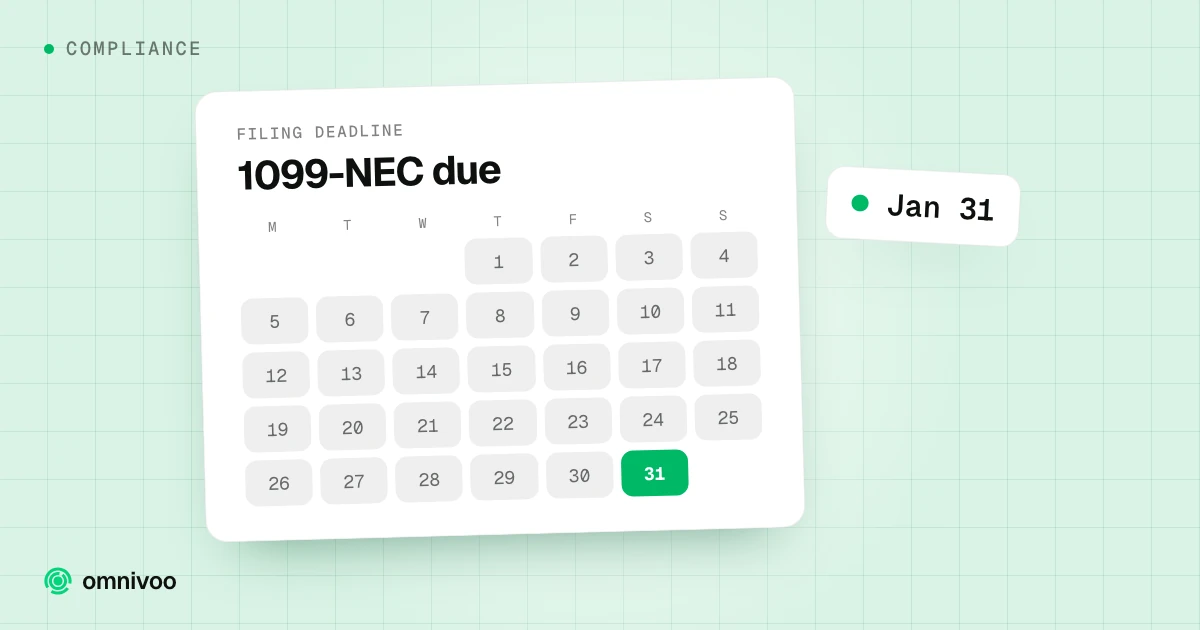 1099-NEC due on a calendar, marked Jan 31
