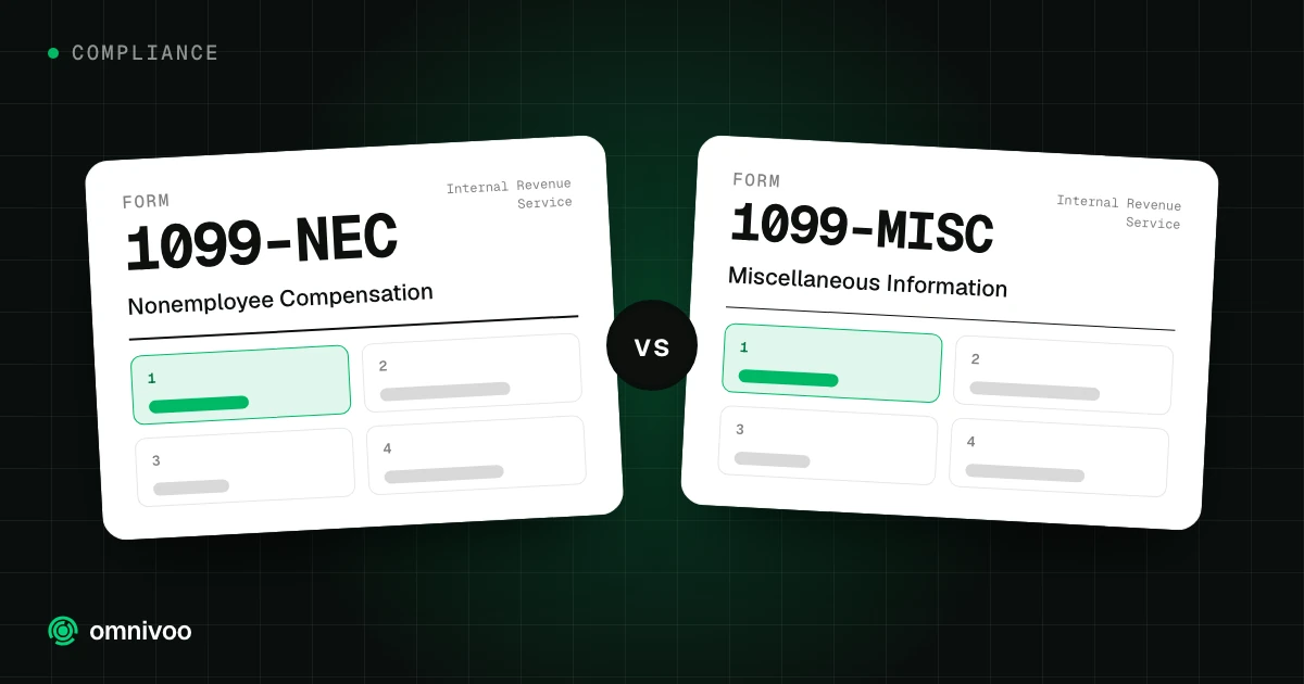 Form 1099-NEC (Nonemployee Compensation) next to Form 1099-MISC (Miscellaneous Information)