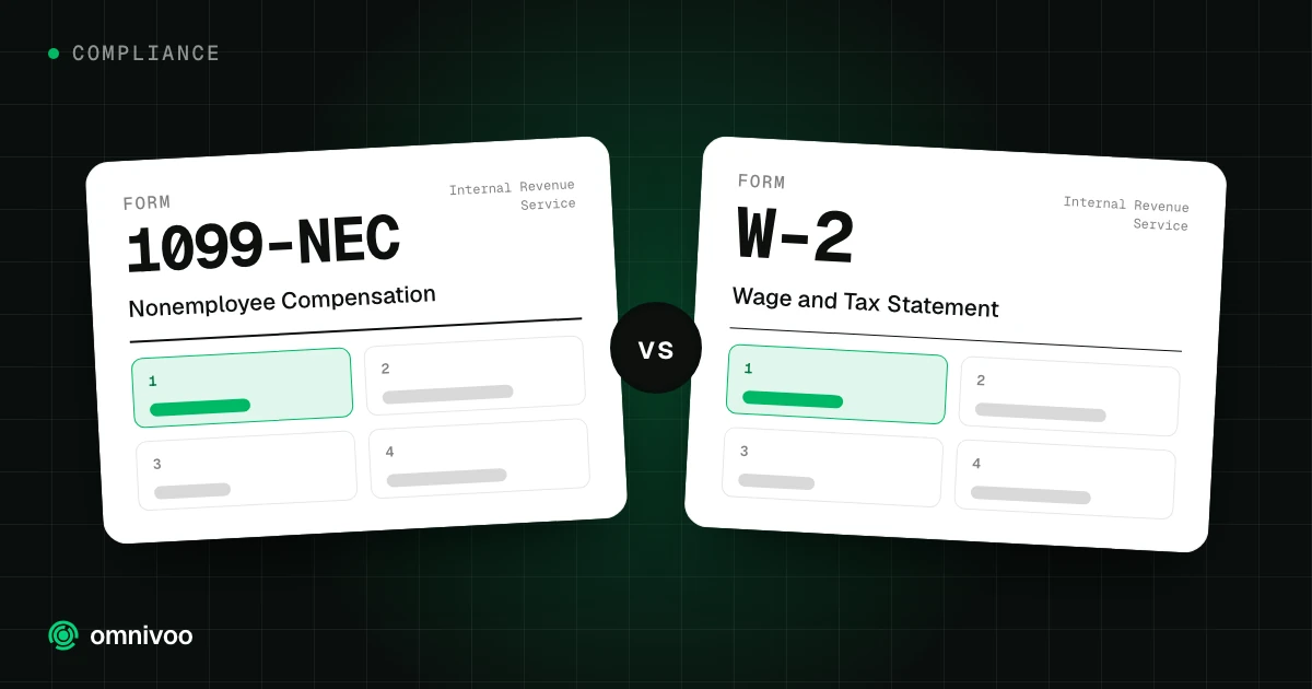 Form 1099-NEC (Nonemployee Compensation) next to Form W-2 (Wage and Tax Statement)