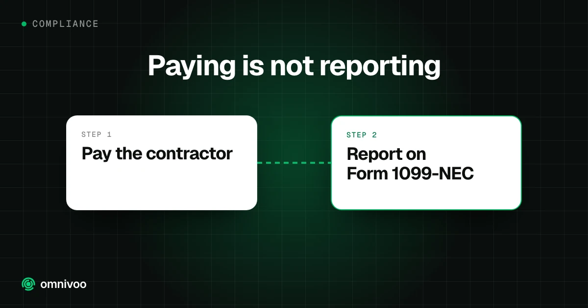 Paying is not reporting: Pay the contractor to Report on Form 1099-NEC
