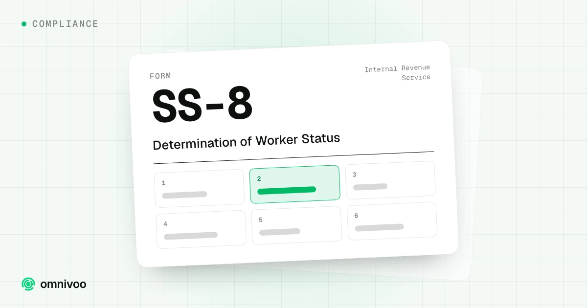 Form SS-8, Determination of Worker Status, drawn as a tax form with one box highlighted