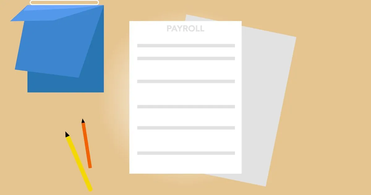 Payroll documents and calendar arranged on desk