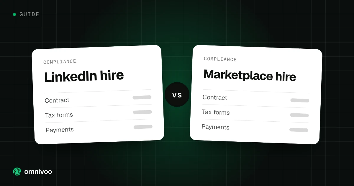 LinkedIn hire vs Marketplace hire, compared on contract, tax forms and payments
