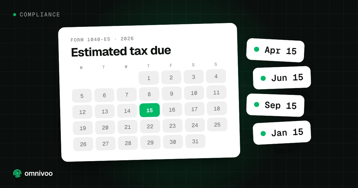 Estimated tax due on a calendar, marked Apr 15, Jun 15, Sep 15 and Jan 15