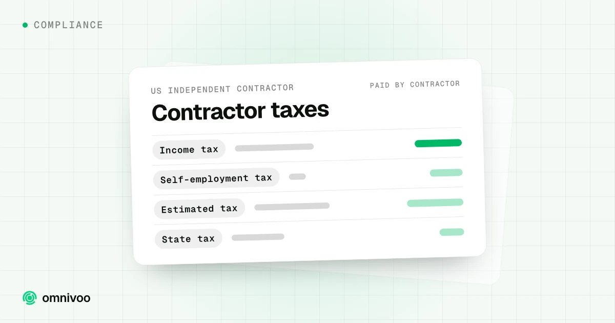 Contractor taxes table with rows for Income tax, Self-employment tax, Estimated tax and State tax