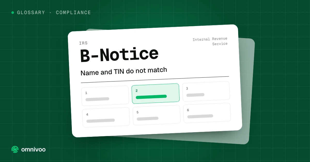 IRS B-Notice, Name and TIN do not match, drawn as a tax form with one box highlighted
