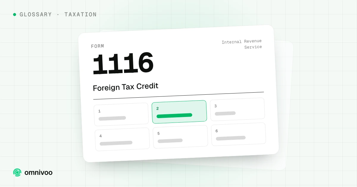 Form 1116, Foreign Tax Credit, drawn as a tax form with one box highlighted