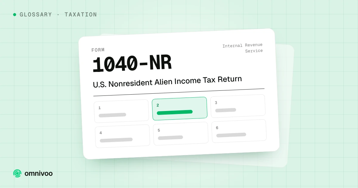 Form 1040-NR, U.S. Nonresident Alien Income Tax Return, drawn as a tax form with one box highlighted