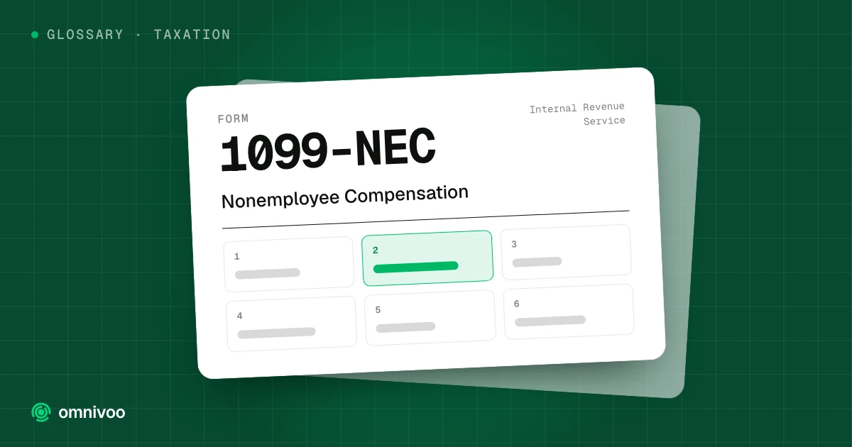 Form 1099-NEC, Nonemployee Compensation, drawn as a tax form with one box highlighted