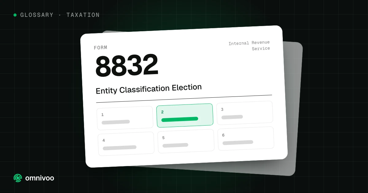 Form 8832, Entity Classification Election, drawn as a tax form with one box highlighted