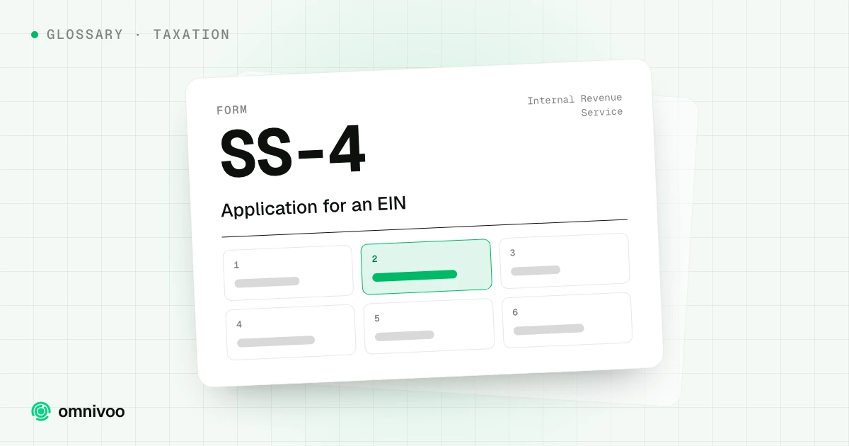 Form SS-4, Application for an EIN, drawn as a tax form with one box highlighted
