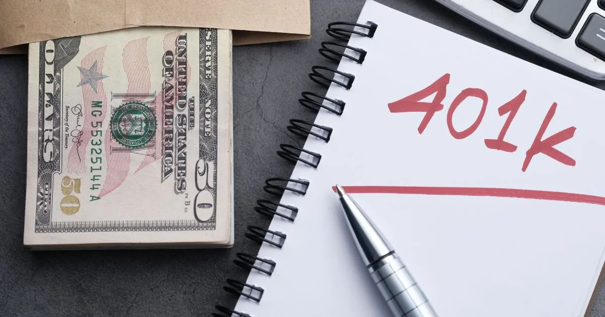 Retirement savings notebook, cash and calculator, gratuity long-service payment